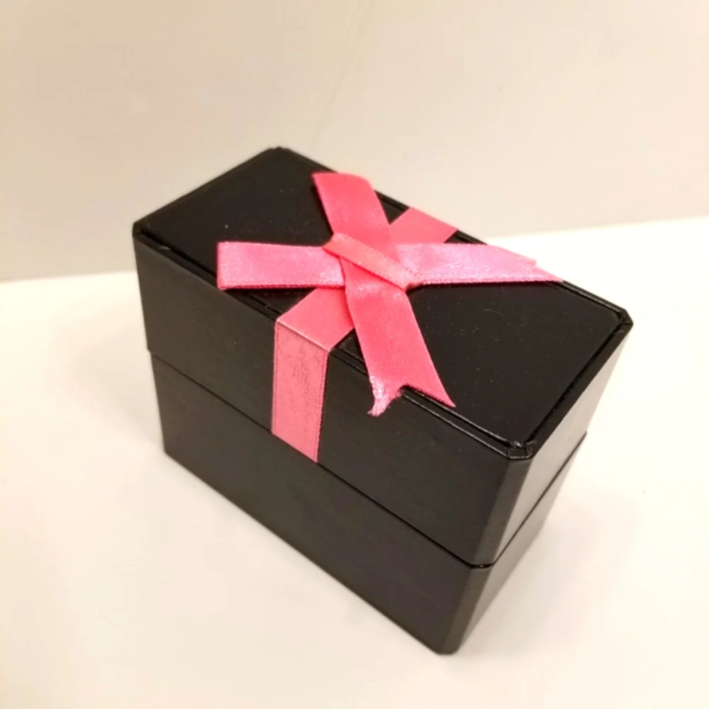 🔻REDUCED❣Sleek Black Rectangular Gift Box Pink Bow Watch Bracelet Necklace Pill